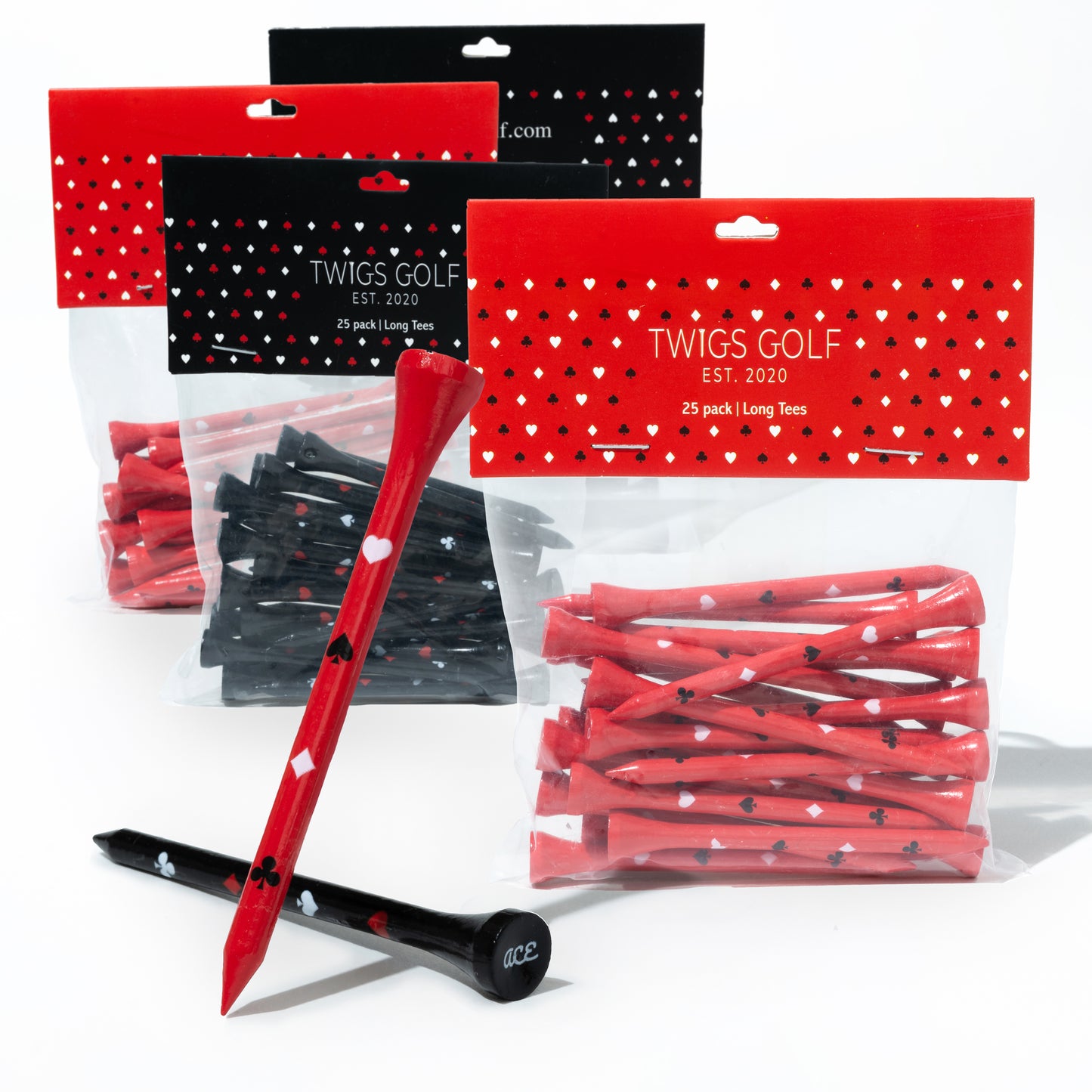 Splitting Aces (Black & Red Golf Tees) 100 Count Collection