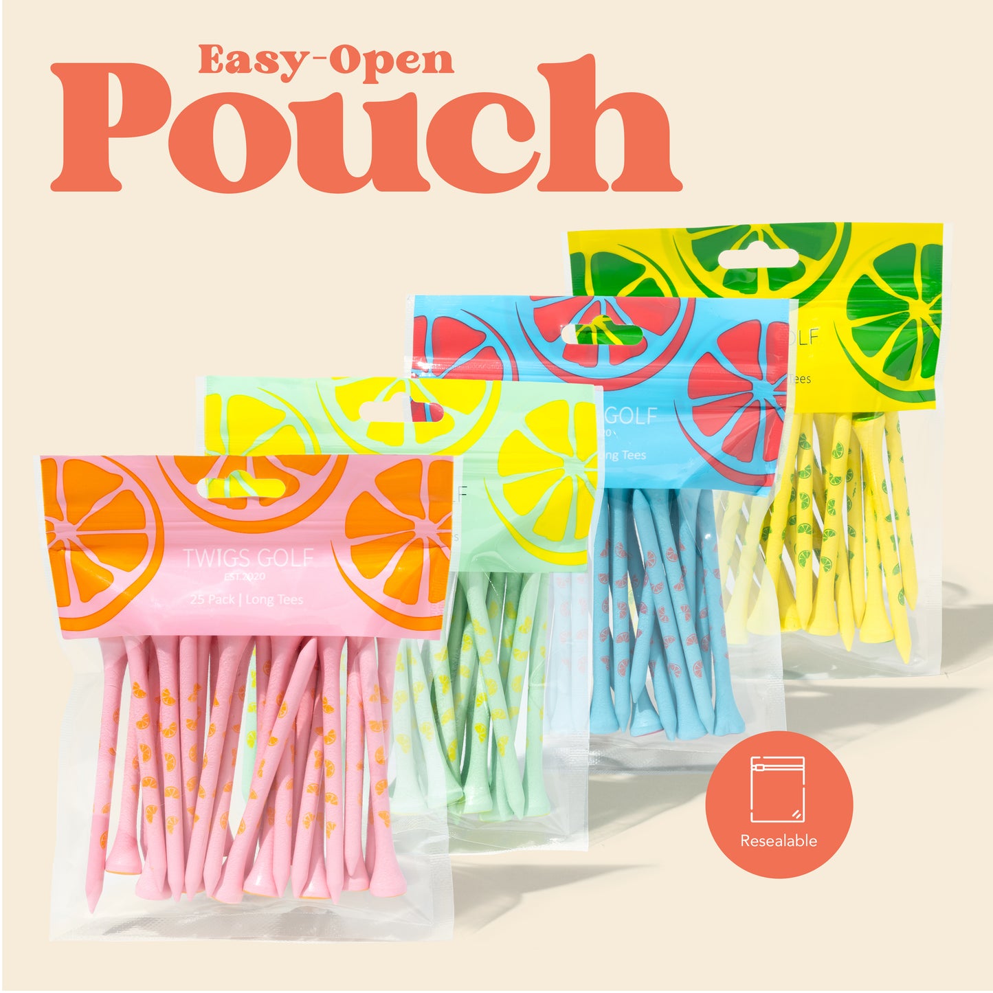Tropical Fruits (Colorful Golf Tees) 100 Count Collection