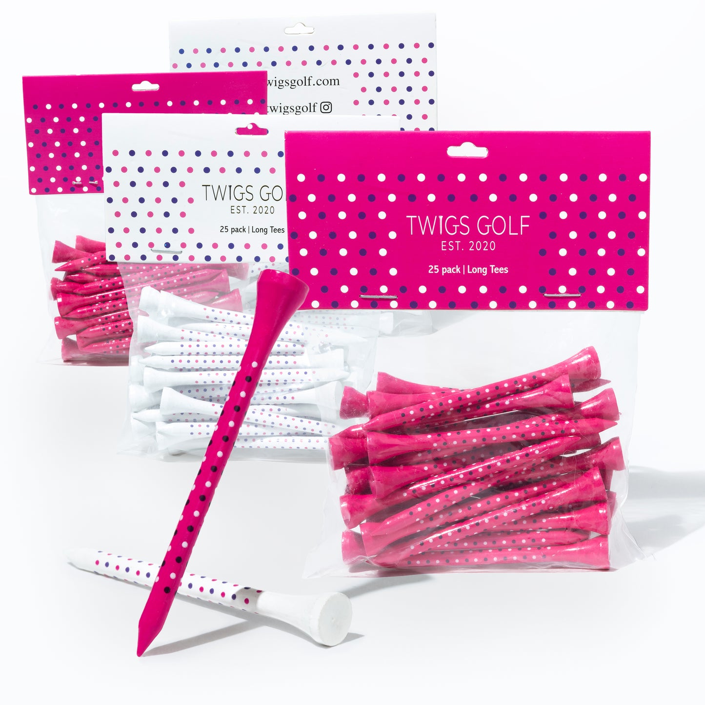 Groovy Polka Dots (White & Pink Golf Tees) 100 Count Collection