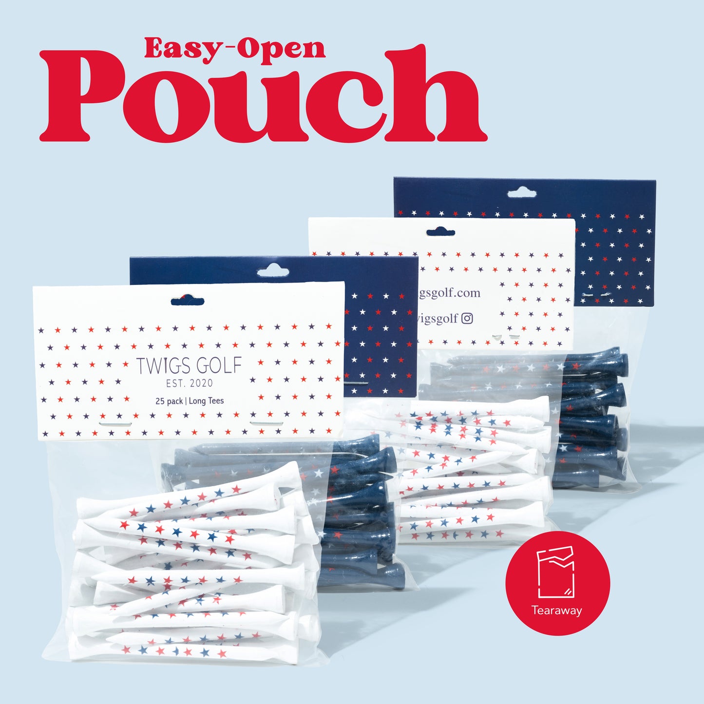 USA Stars (White & Blue Golf Tees) 100 Count Collection