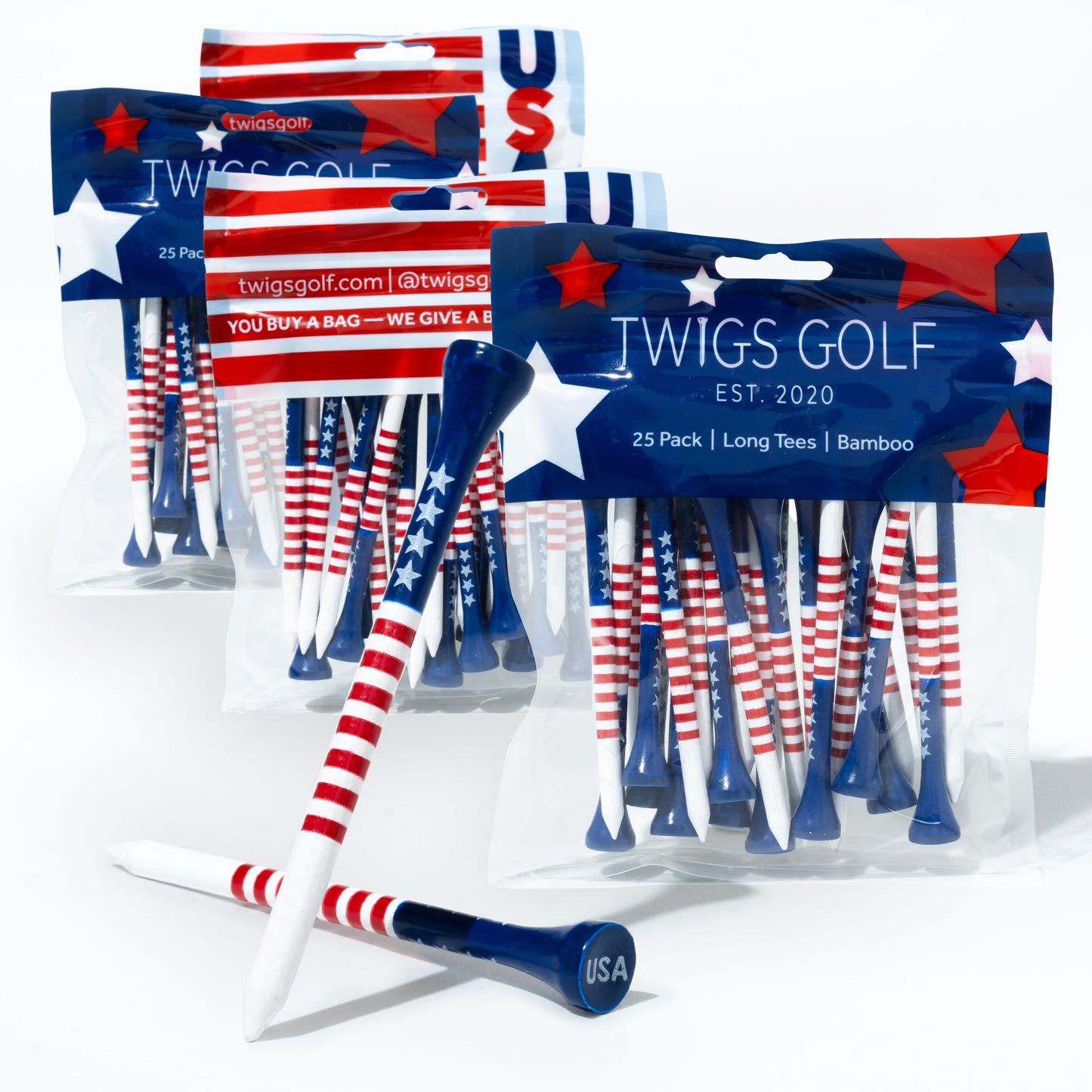 Stars and Stripes (USA Flag Golf Tee) 100 Count