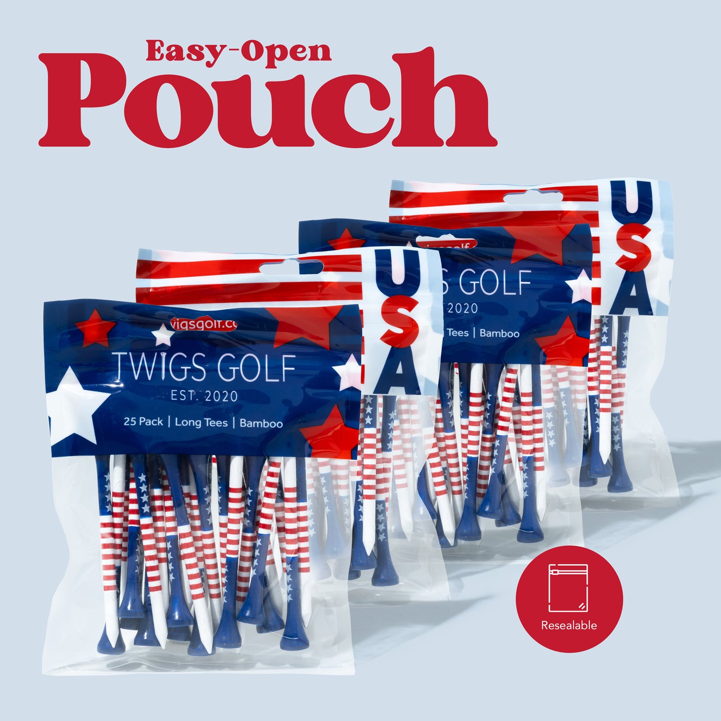 Stars and Stripes (USA Flag Golf Tee) 100 Count