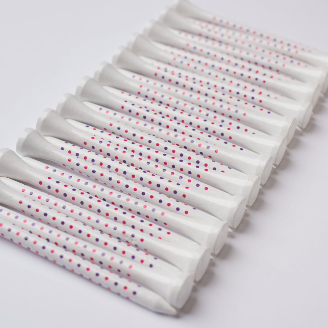 Groovy Polka Dots (White Golf Tee) 100 Count